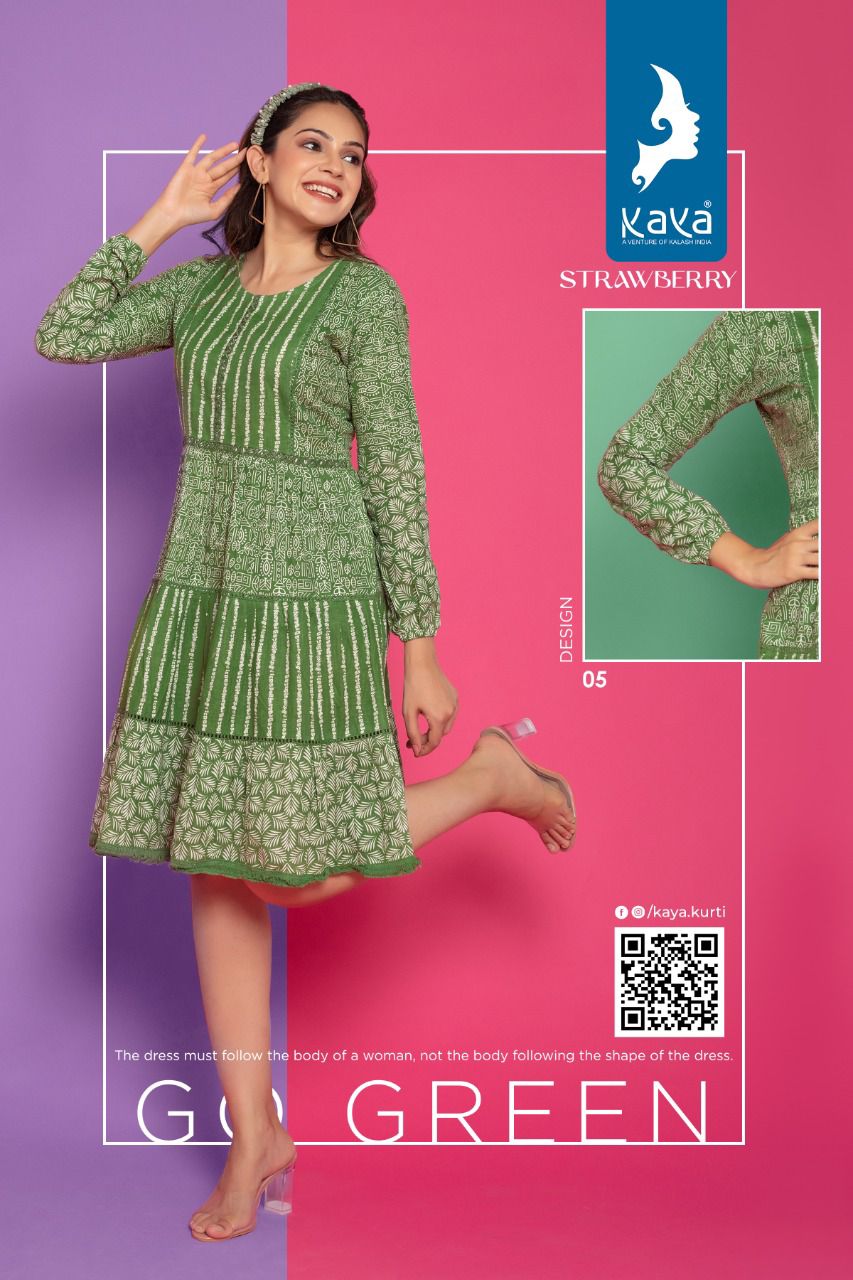 Kaya Strawberry Classic Cotton Printed Party Wear Western Kurti Collection